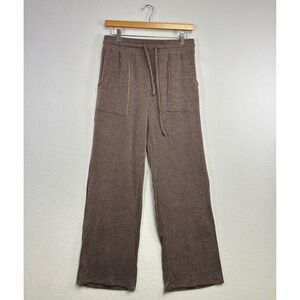 Tres Bien Brown Pinstripe Wide Leg Lounge Pants Medium Drawstring Pockets‎